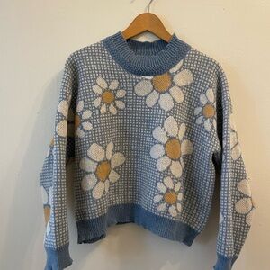 ASOS Blue Daisy Crewneck Sweater